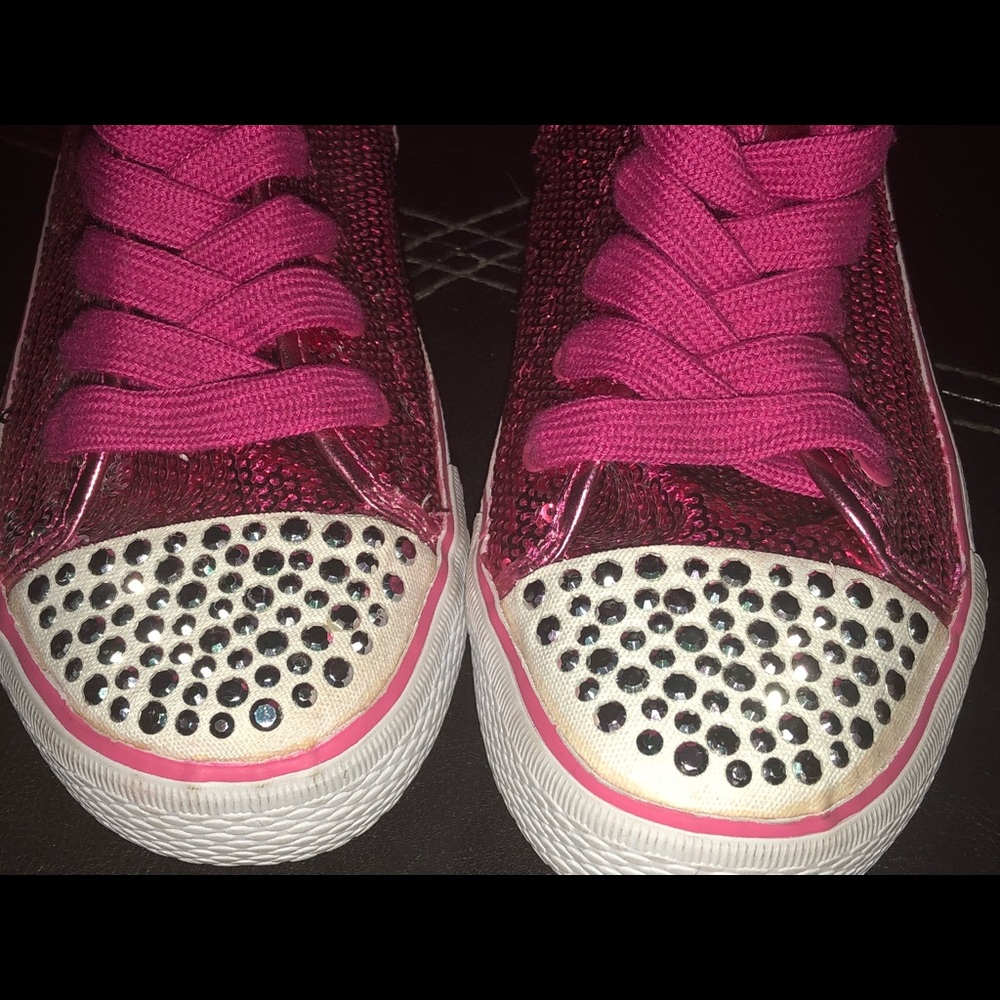 Kids Pink & White Bling Shoes
